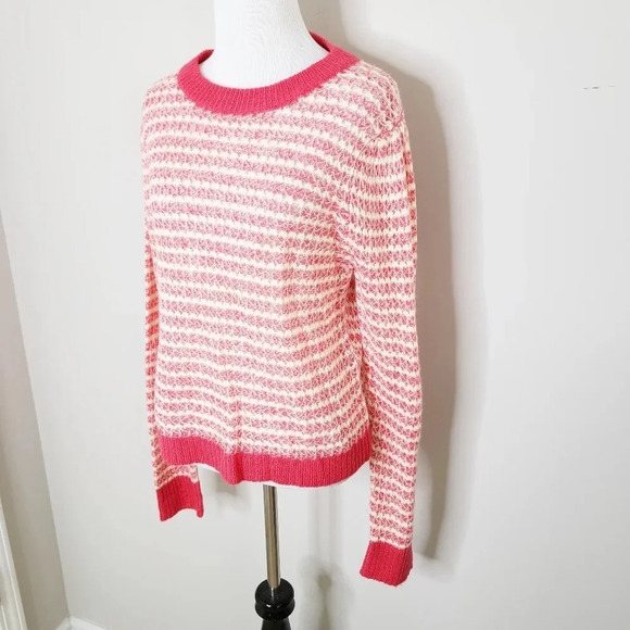 New WAYF Pink & Cream Striped Sweater L - Picture 3 of 8